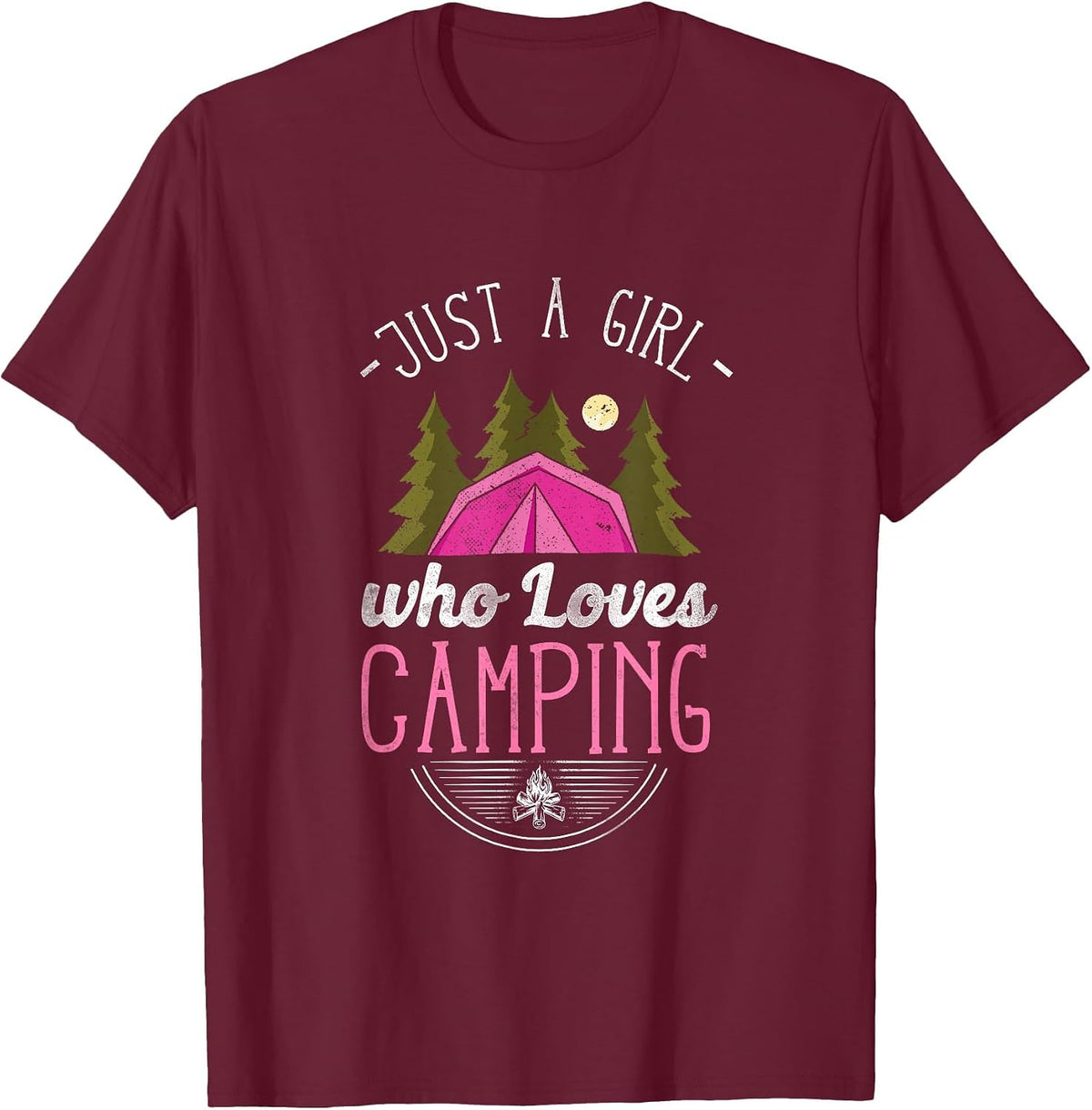 Just A Girl Who Loves Camping T-Shirt - Burgundy