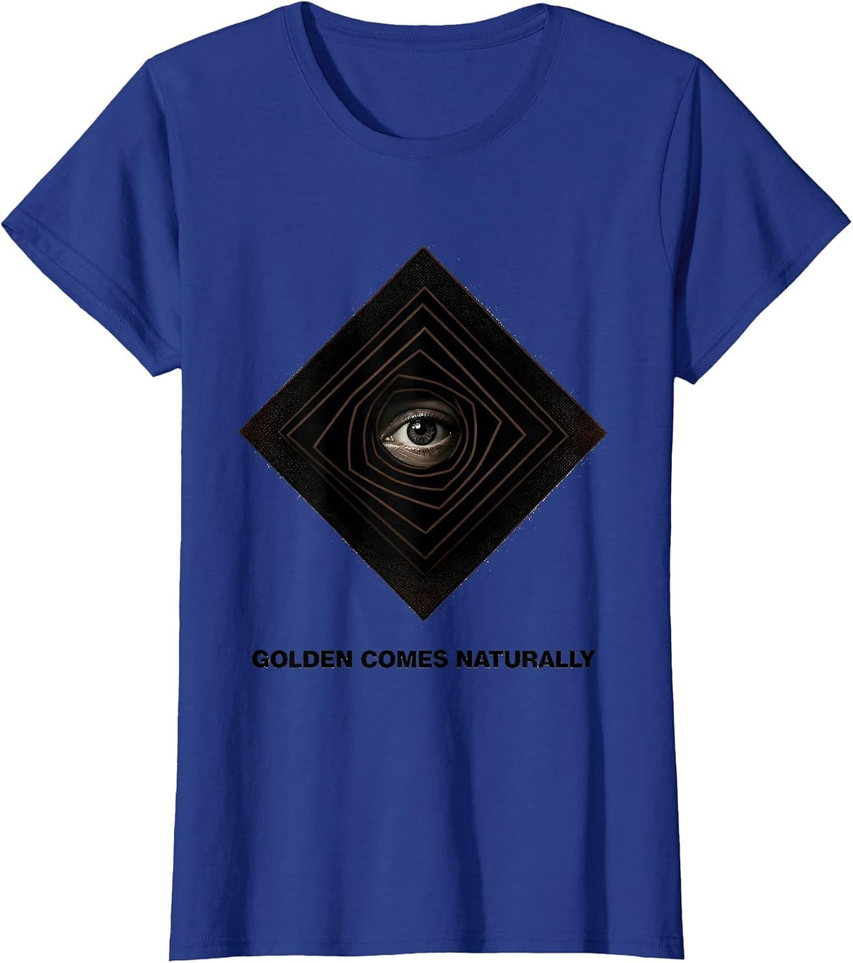Women's Golden Comes Naturally Blackwork Dotwork Sacred Geometry T-Shirt - Royal Blue
