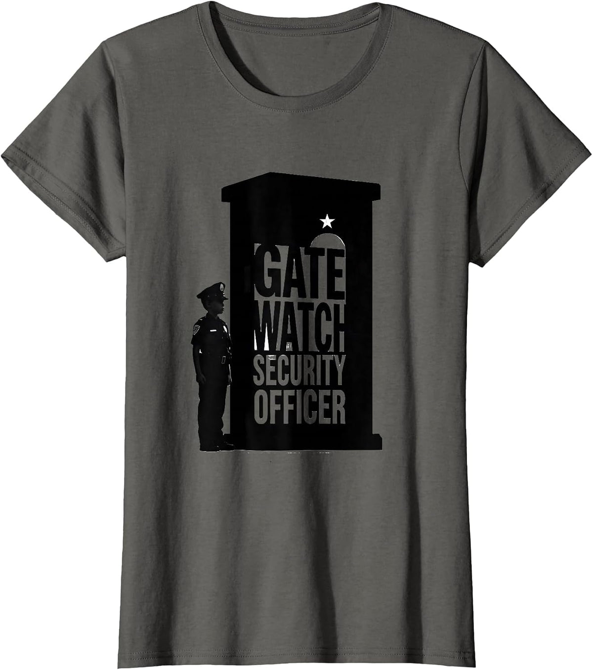 Women's Gate Watch Security Officer Silhouette Kids Costume Novelty T-Shirt - Asphalt Grey