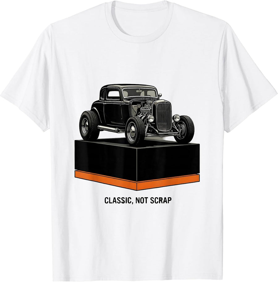 Men's Classic, Not Scrap Brutalist Vintage Hot Rod Drag Racing T-Shirt - White