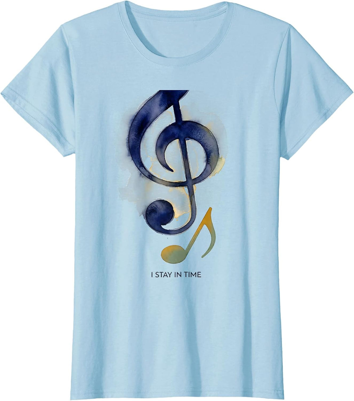 I Stay In Time Watercolor Music Lover Gift For Musicians T-Shirt - Baby Blue