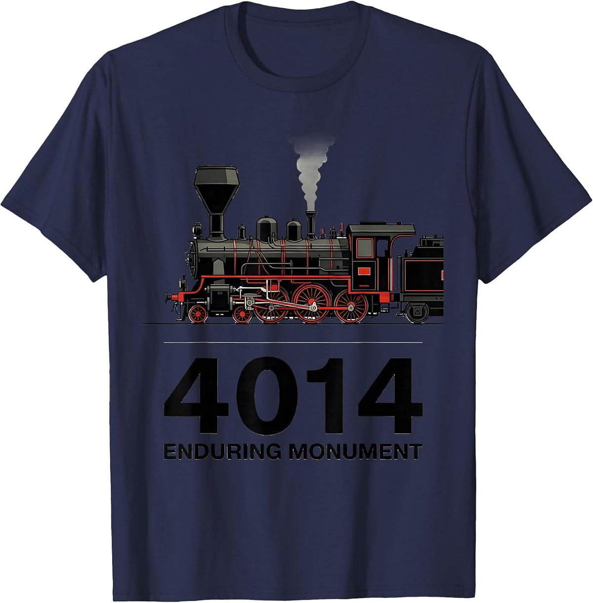 4014 Enduring Monument Vintage Steam Locomotive Railroad T-Shirt - Navy Blue