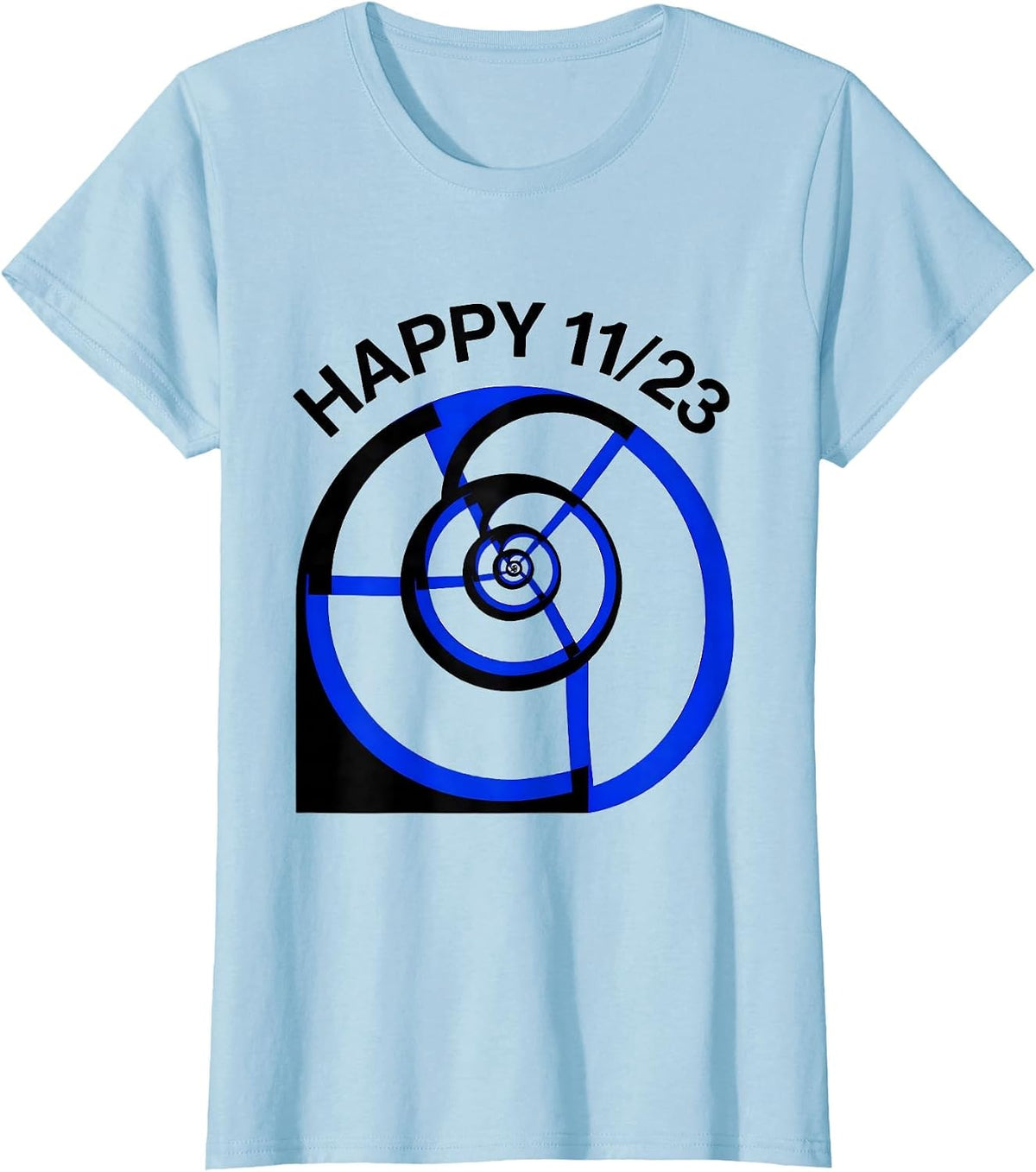 Women's Happy 11/23 Geometric Fibonacci Spiral Sacred Geometry Math T-Shirt - Baby Blue