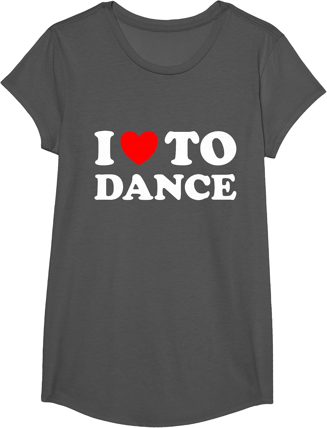 I Love to Dance T-Shirt - Girls Asphalt Grey