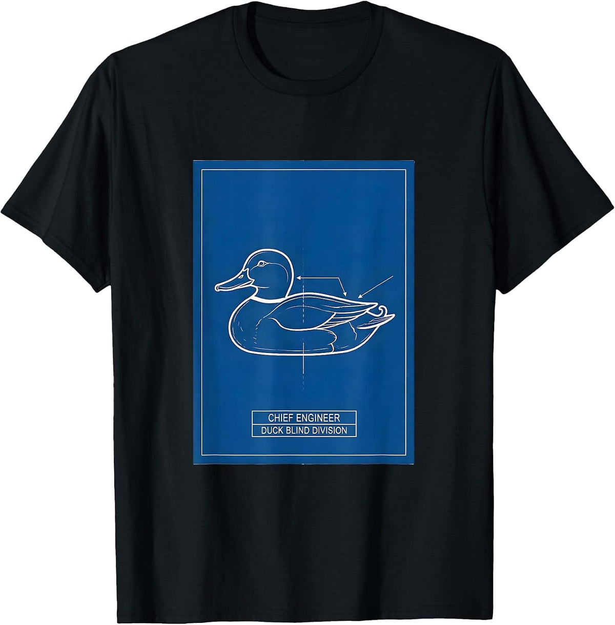 Men's Chief Engineer Duck Blind Division Funny Duck Hunter Gift T-Shirt - Black