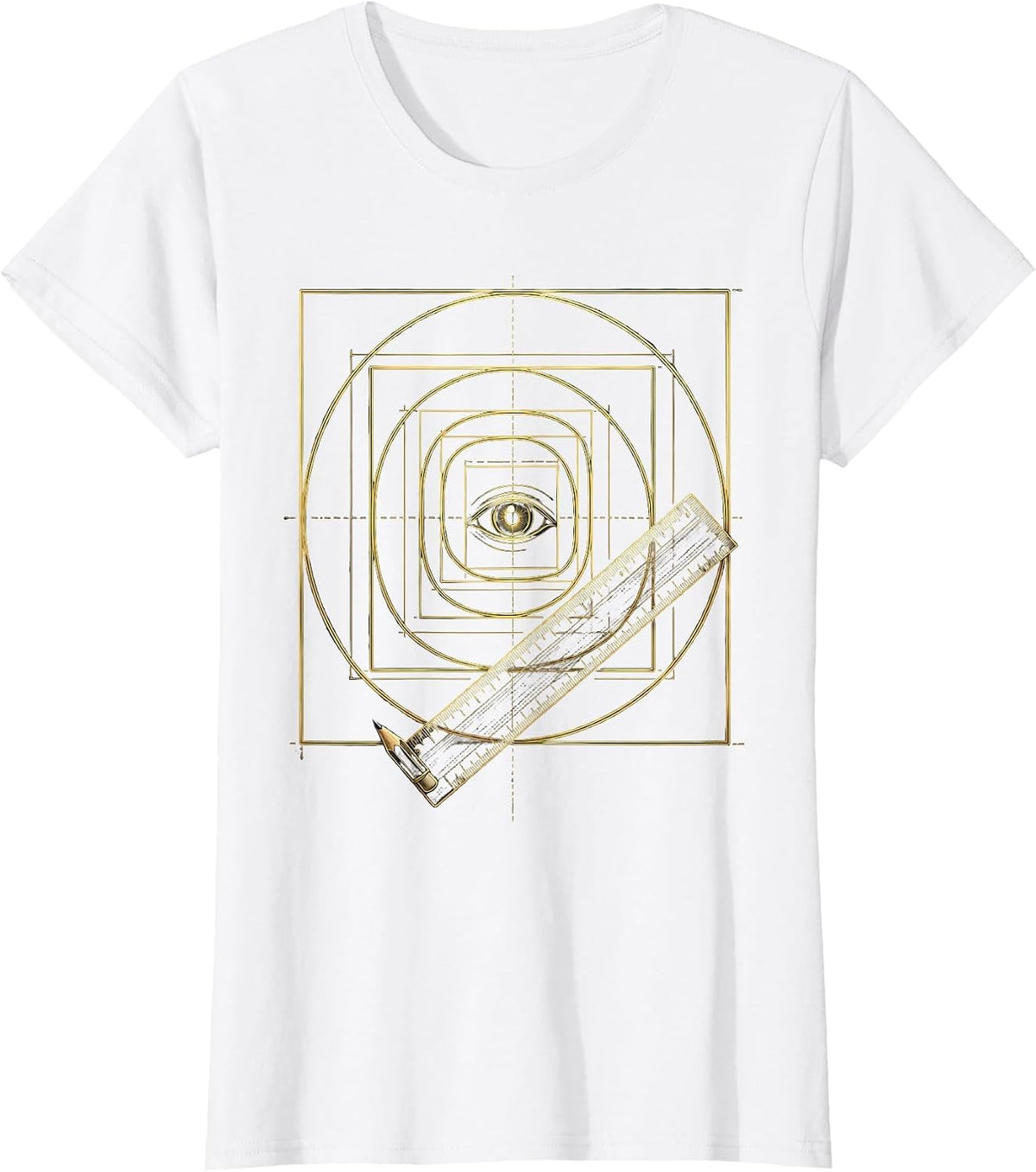 Women's Golden Rectangle Spiral Math Lover Sacred Geometry T-Shirt - White