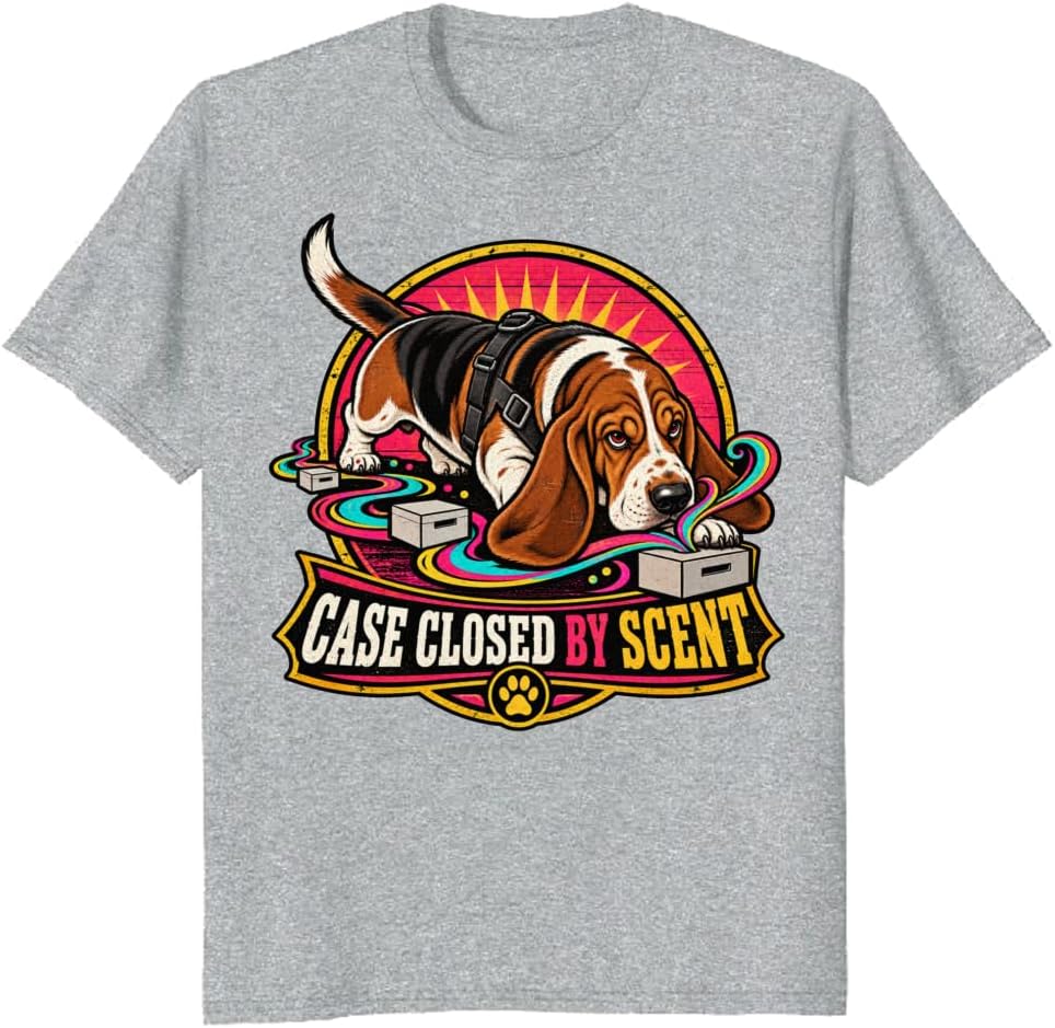 Scent Work Dog Lover T-Shirt Funny Basset Hound Search Tee - S5