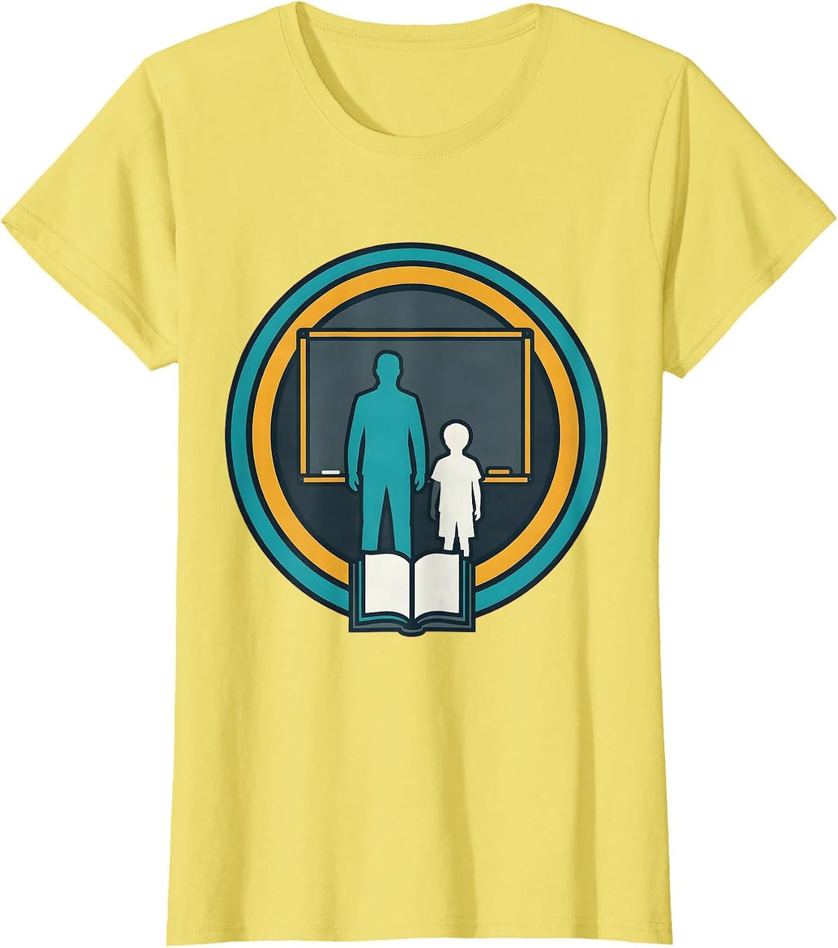 Sped Teacher Student Chalkboard Silhouette Design T-Shirt - Lemon Yellow