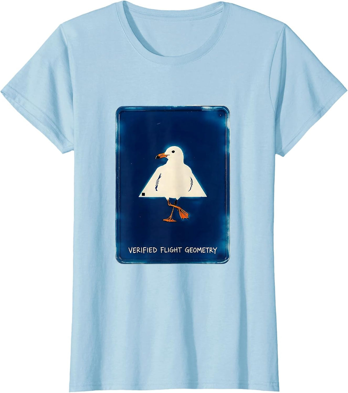 Verified Flight Geometry Funny Bird Pun Geometric Wordplay T-Shirt - Baby Blue
