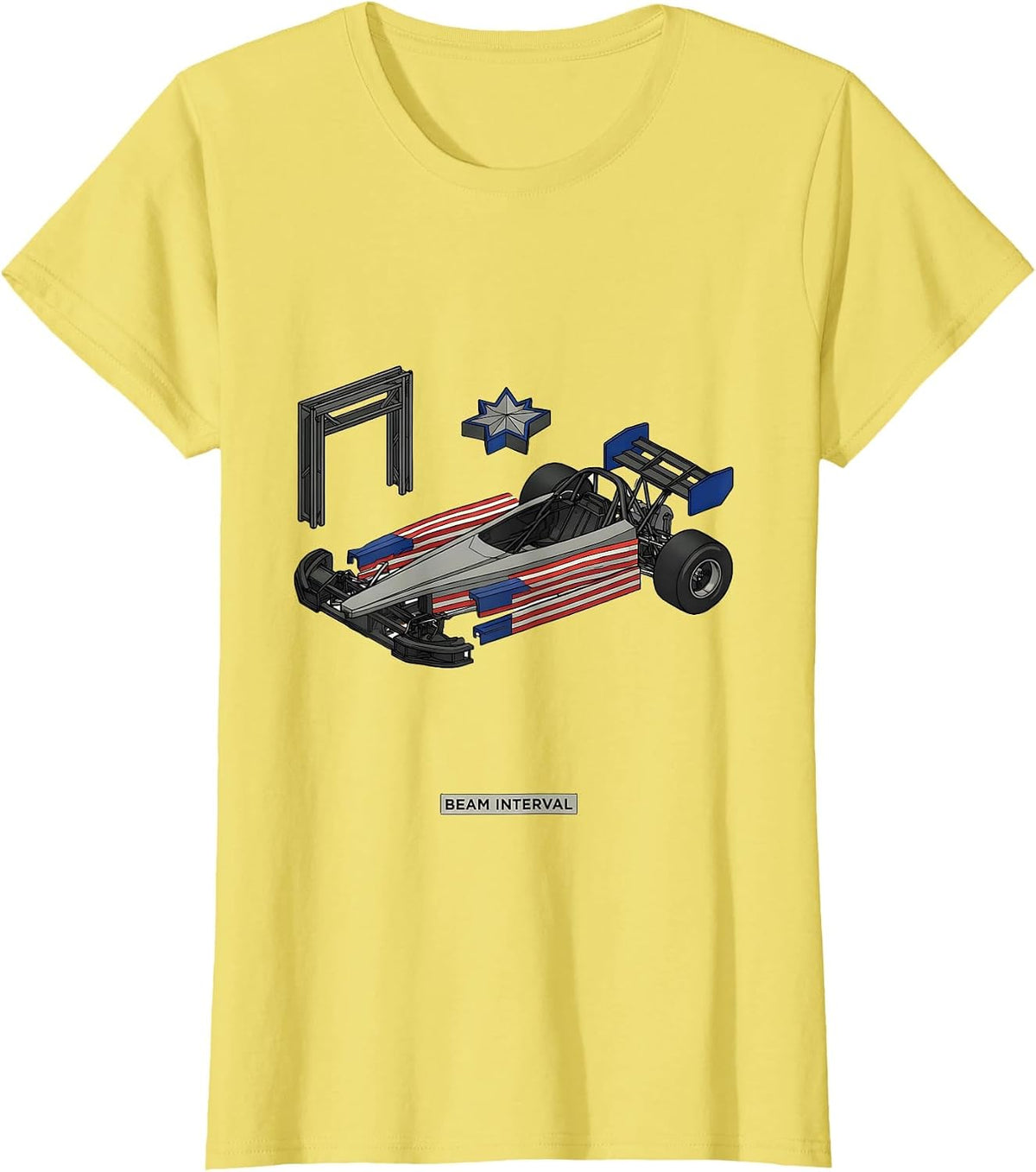 Beam Interval Exploded RC Dragster American Flag Racing T-Shirt - Lemon Yellow