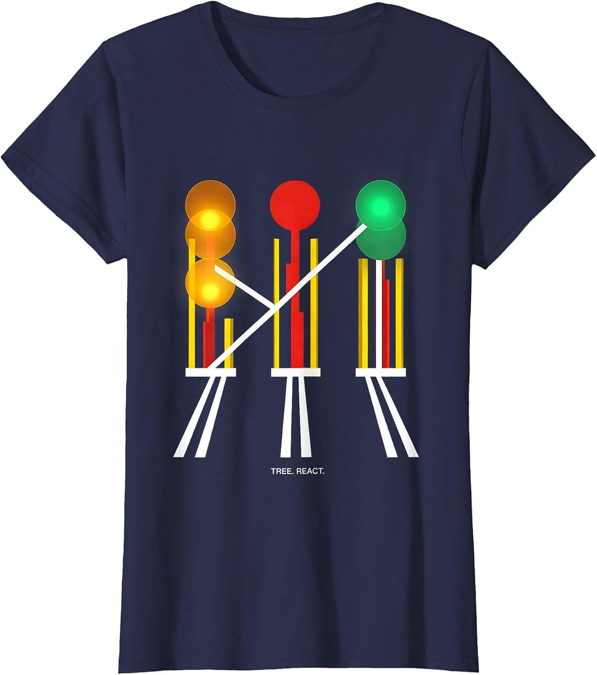 Women's Tree React Bauhaus Modernist Drag Racing RC Car Enthusiast T-Shirt - Navy Blue