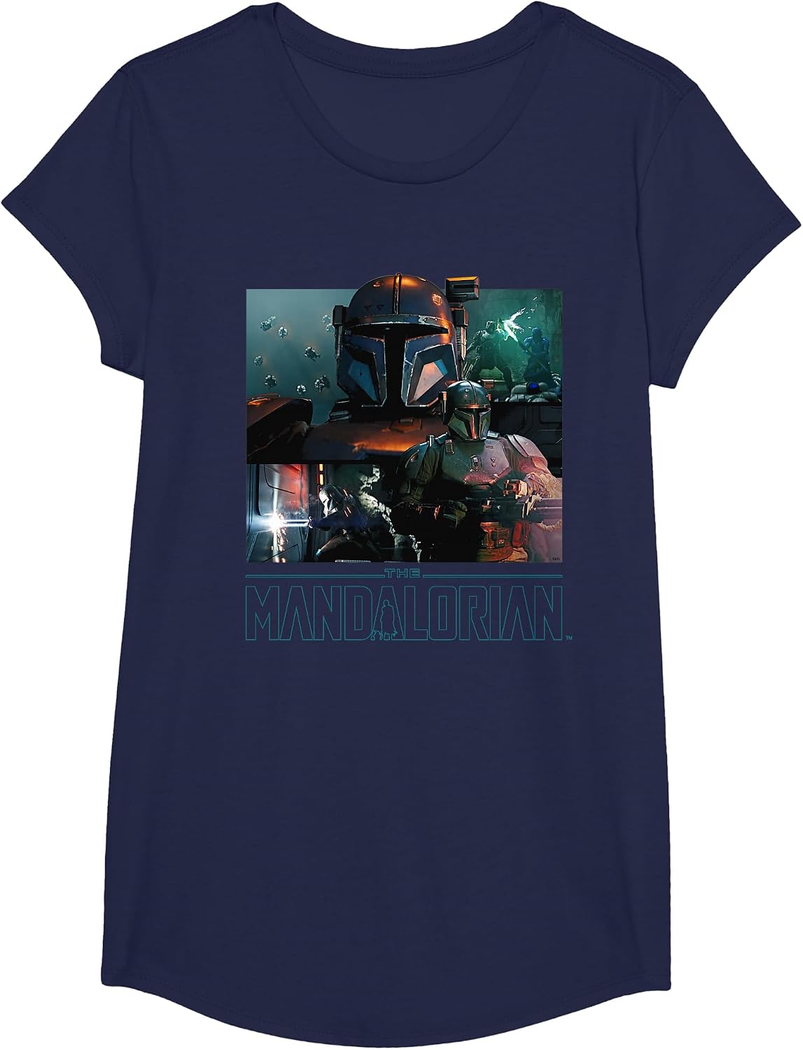 Star Wars The Mandalorian Season 3 Paz Vizsla Battles T-Shirt - Girls Navy Blue