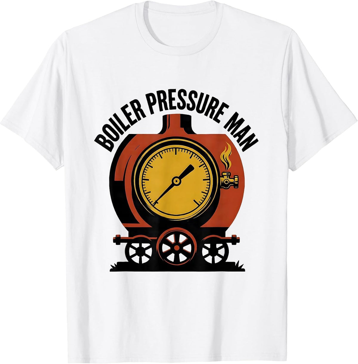 Men's Boiler Pressure Man Vintage Steam Locomotive Train T-Shirt - White