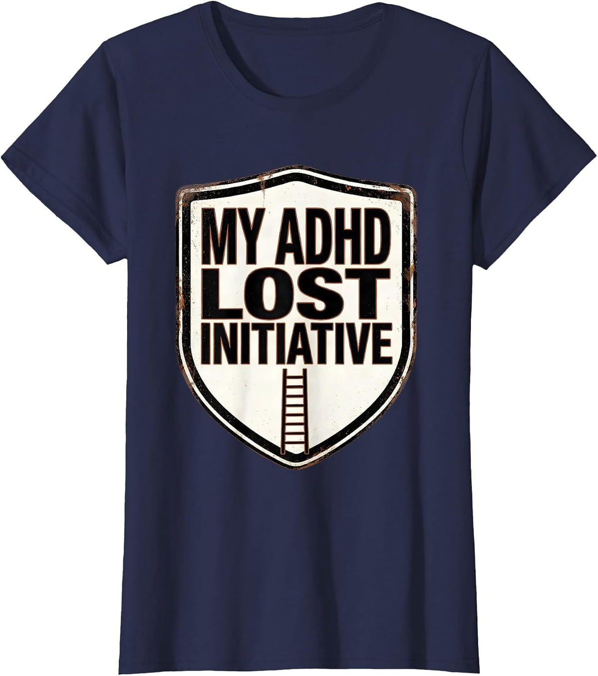 Women's My ADHD Lost Initiative Funny ADHD Gamer Neurodiversity T-Shirt - Navy Blue