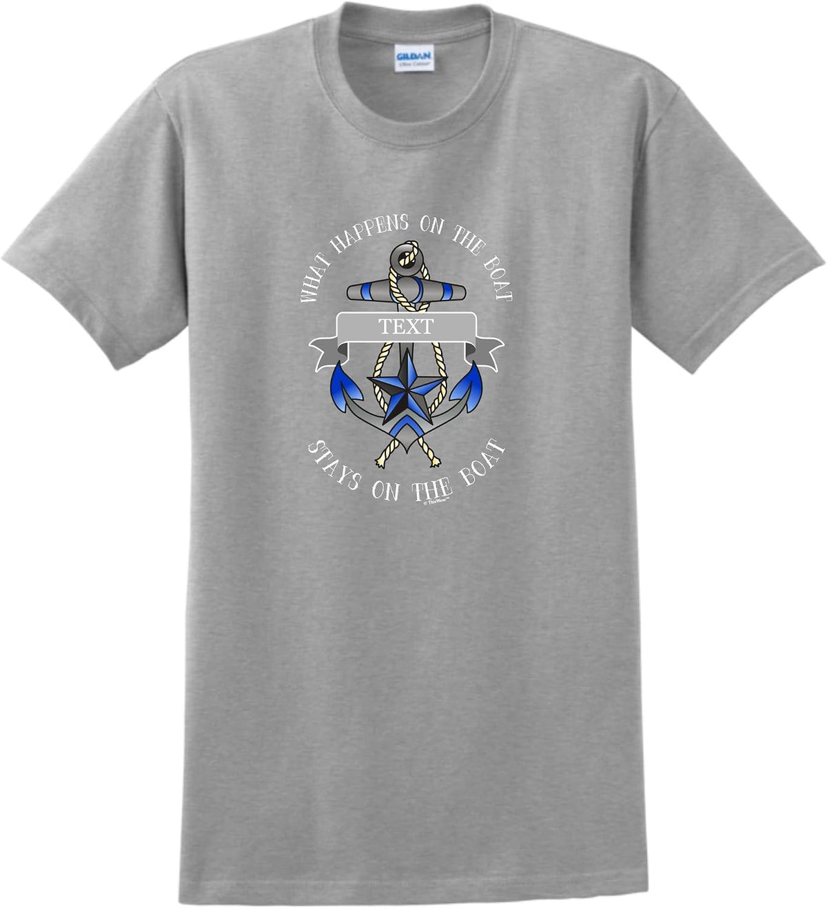 Personalized What Happens On The Boat Unisex Short Sleeve T-Shirt - Sport Grey