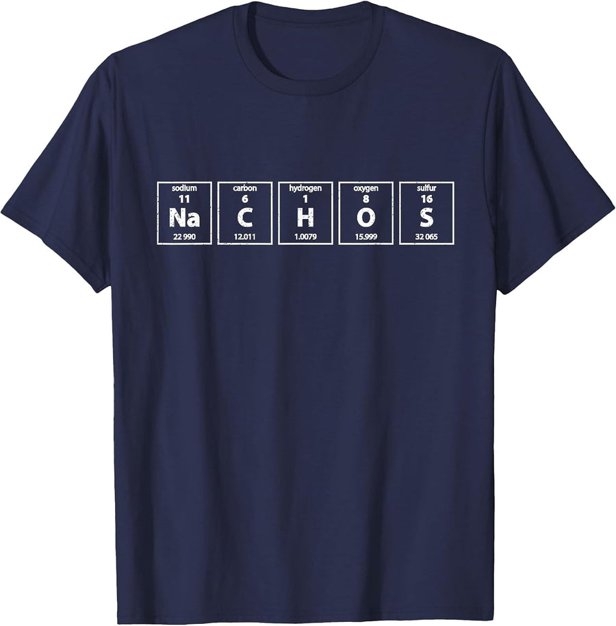Nachos Shirt for Nacho Eaters - Periodic Table of Elements T-Shirt - Navy Blue