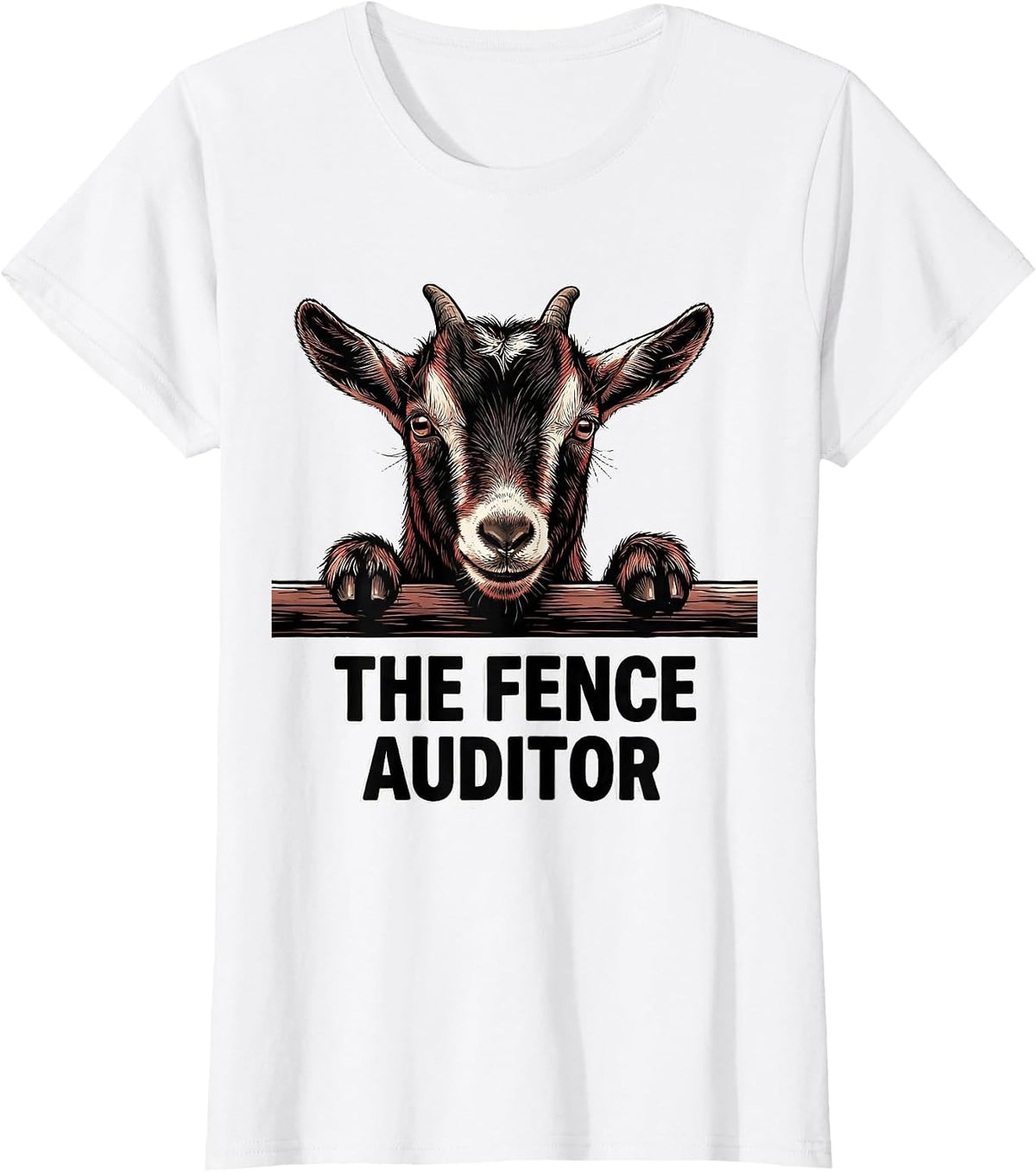 Women's The Fence Auditor Funny Pygmy Goat Animal Lover Humor T-Shirt - White