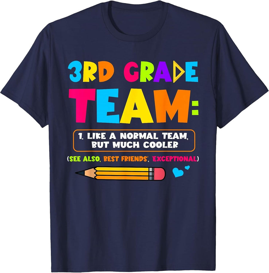 Funny 3rd Grade Team Like A Normal But Cooler Back to School T-Shirt - Navy Blue