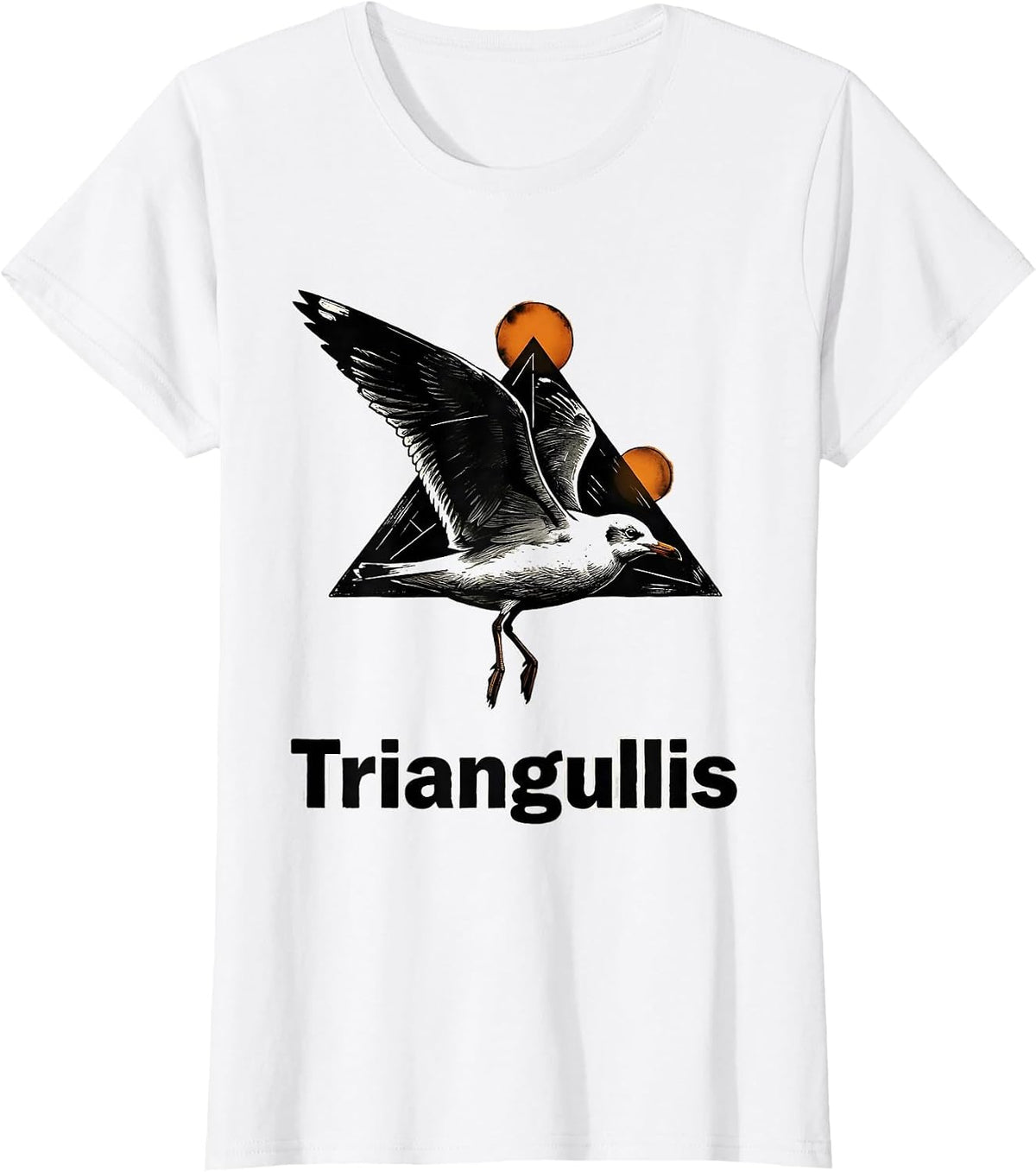 Women's Triangullis Linocut Triangle Bird Pun Funny Math Teacher T-Shirt - White