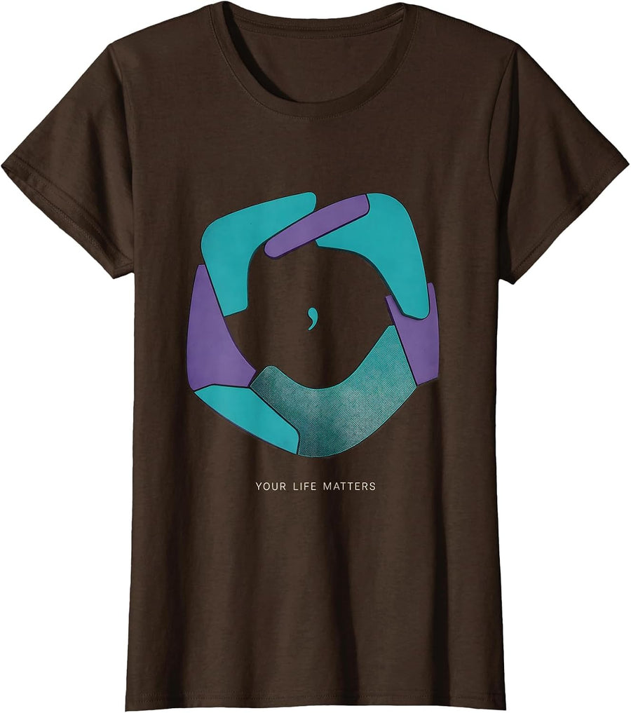 Women's Your Life Matters Midcentury Modern Mental Health Awareness T-Shirt - Brown