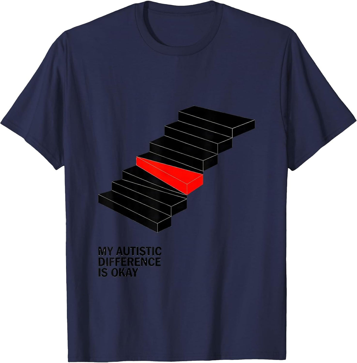 My Autistic Difference Is Okay Funny Neurodiversity T-Shirt - Navy Blue