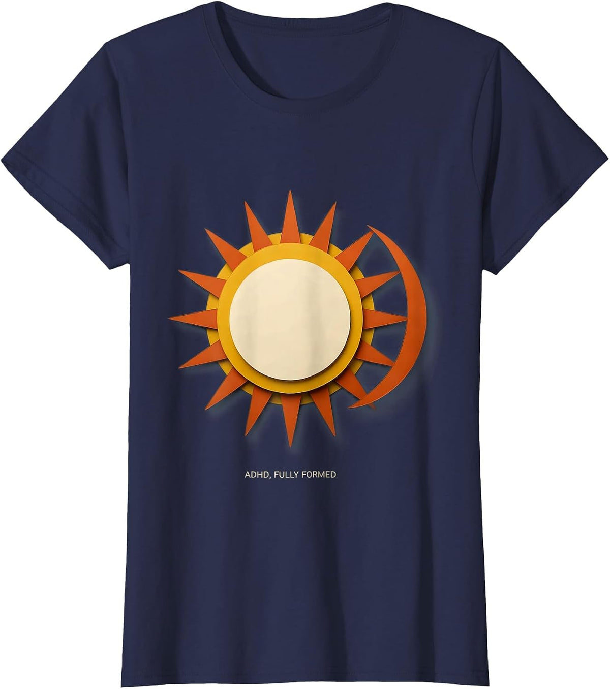 Women's ADHD Fully Formed Paper Cutout Neurodiversity Awareness T-Shirt - Navy Blue
