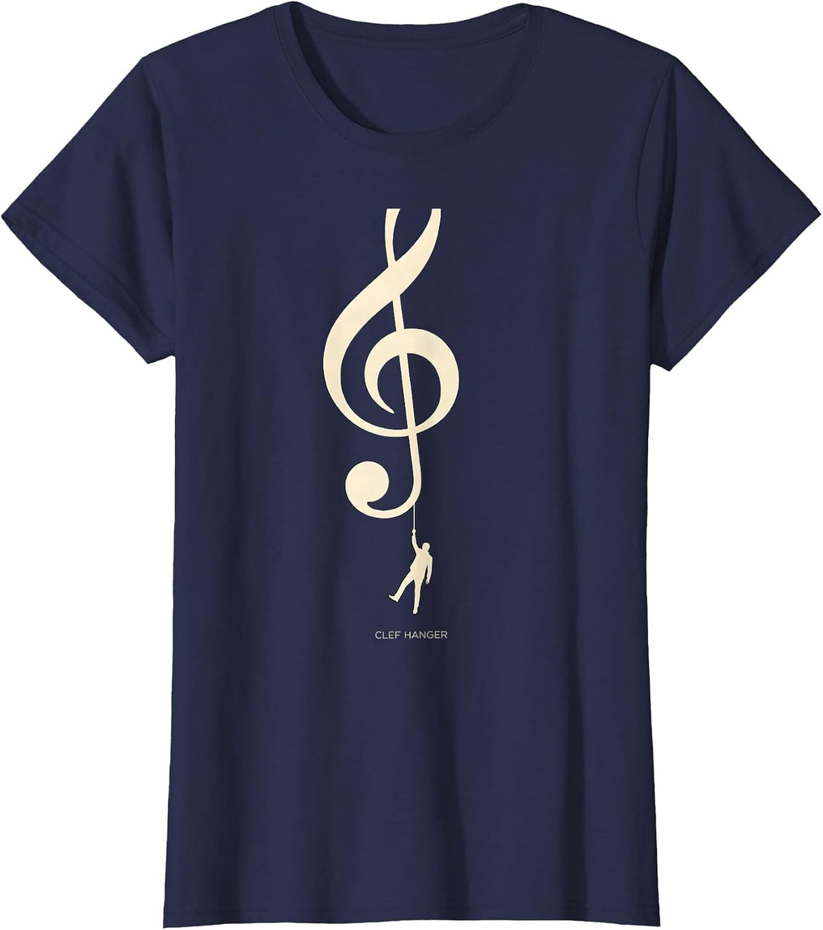 Women's Clef Hanger Funny Music Lover Musician Gift Humor T-Shirt - Navy Blue