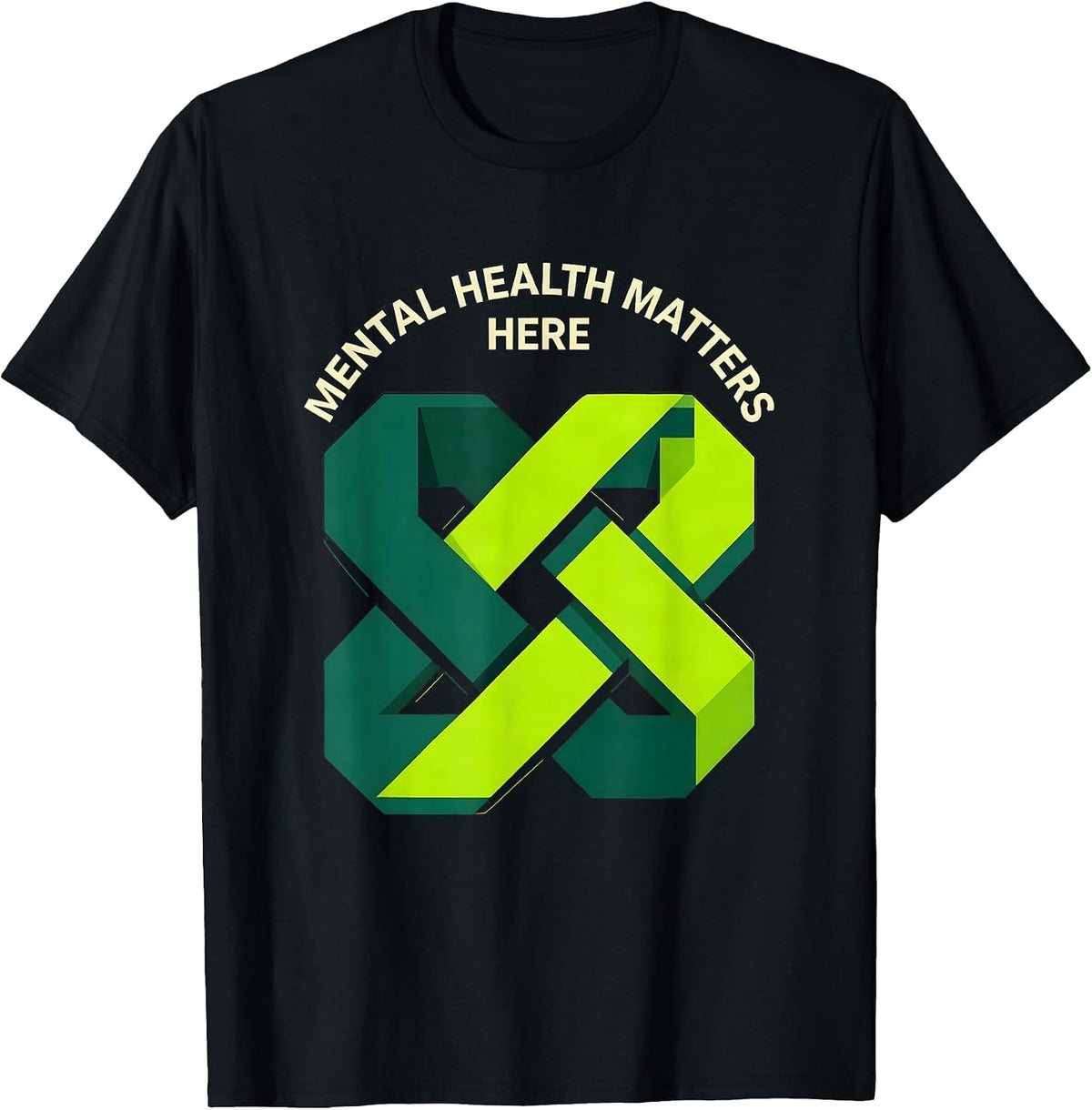 Men's Mental Health Matters Here Geometric Awareness Support T-Shirt - Black
