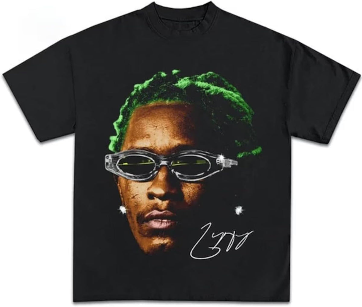 Guzado Rapper Graphic T-Shirt Rap Tee Concert Merch Album Cover Shirt for Men Women - Thug Green Hair Cotton