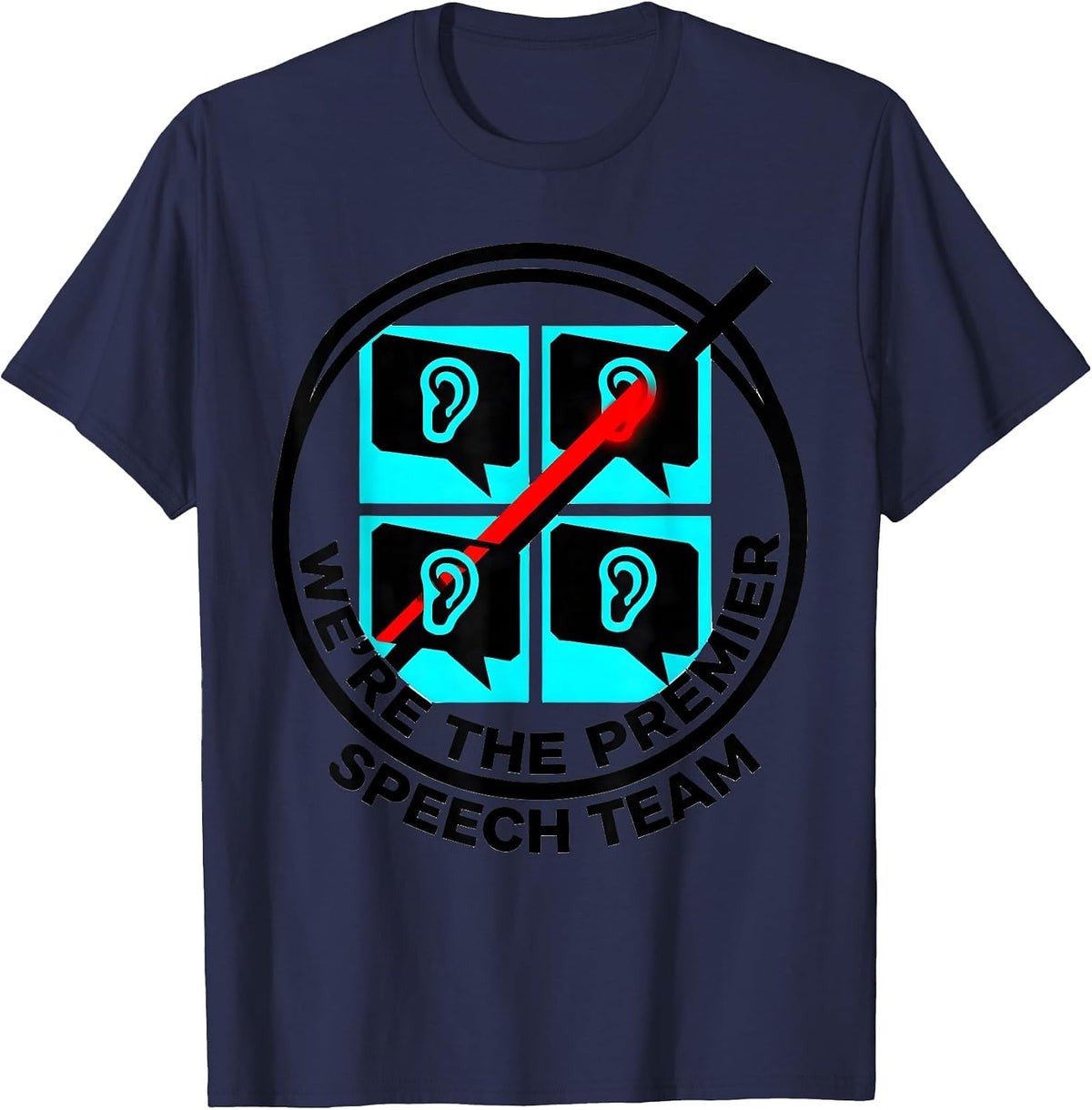 Men's We're The Premier Speech Team Retro School Staff T-Shirt - Navy Blue