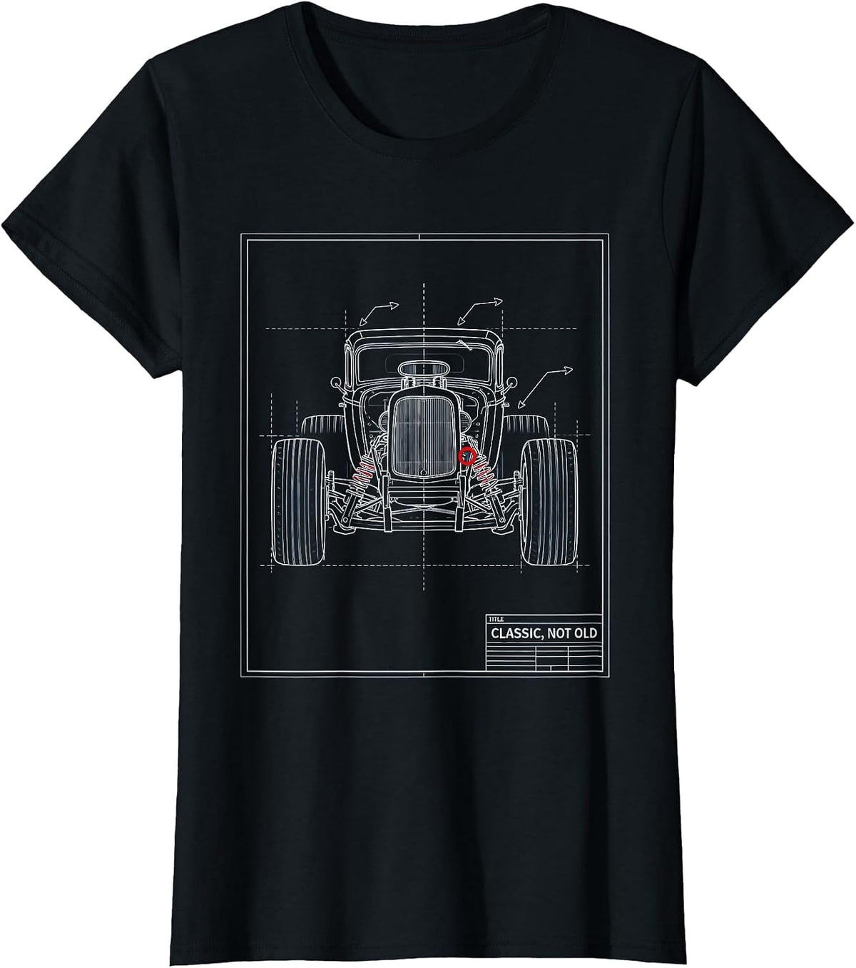 Classic Not Old Vintage Retro Car Blueprint Racing T-Shirt - Black
