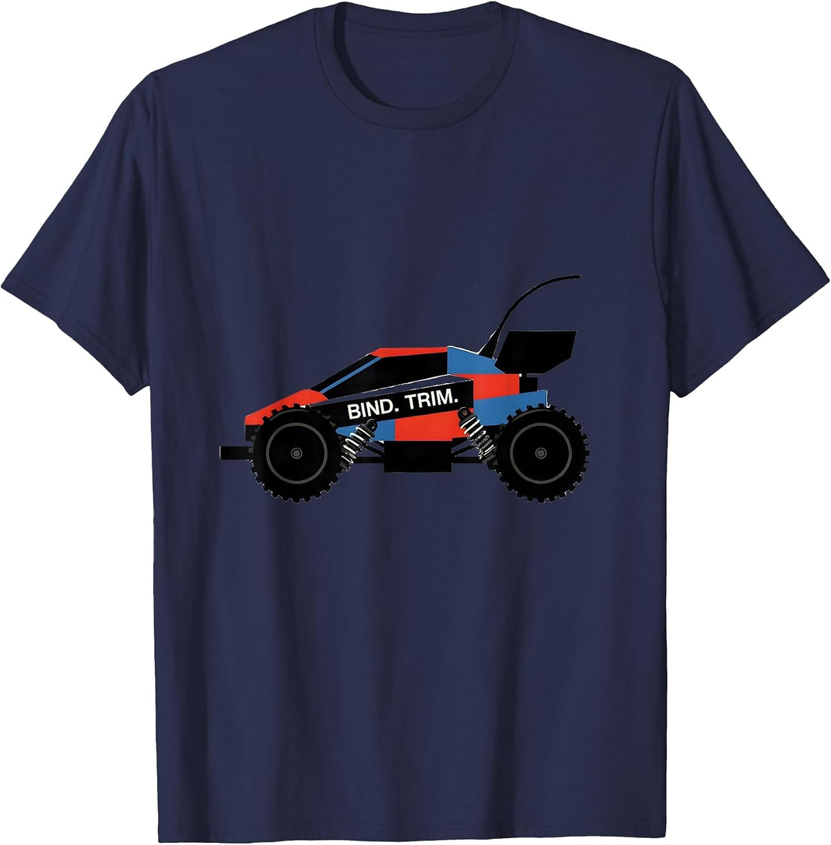 Men's Bind. Trim. Bauhaus Modernist RC Racing Drag Strip Gift T-Shirt - Navy Blue