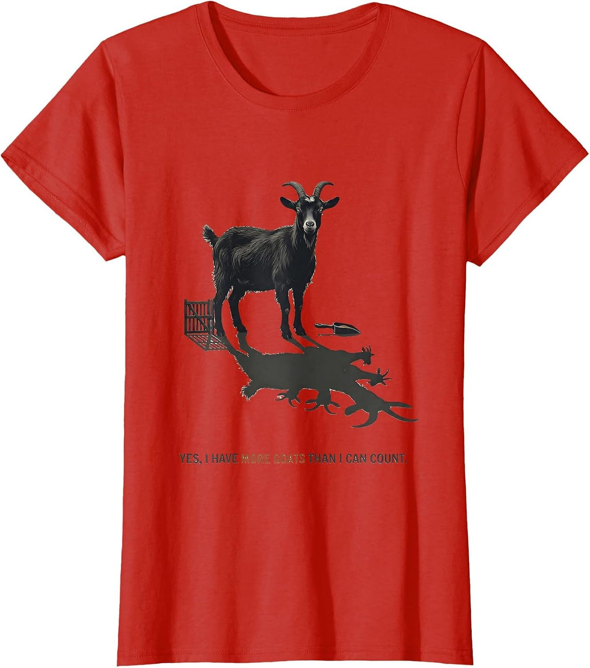 Yes I Have More Goats Than I Can Count Funny Goat Lady T-Shirt - Red