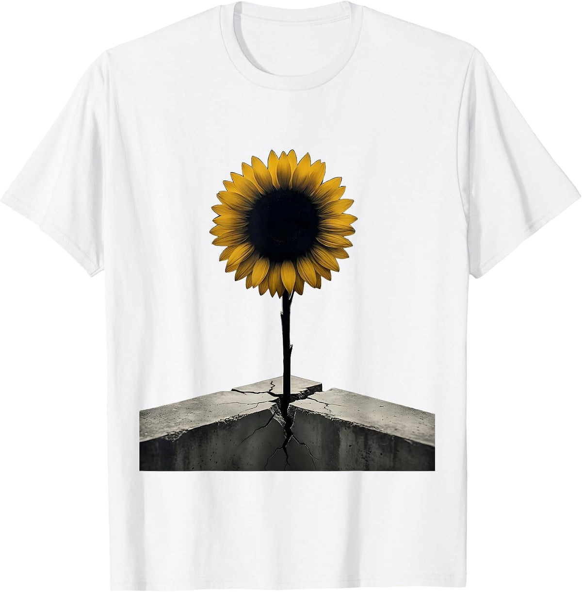 Men's Sunflower Through Concrete Mental Health Matters T-Shirt - White