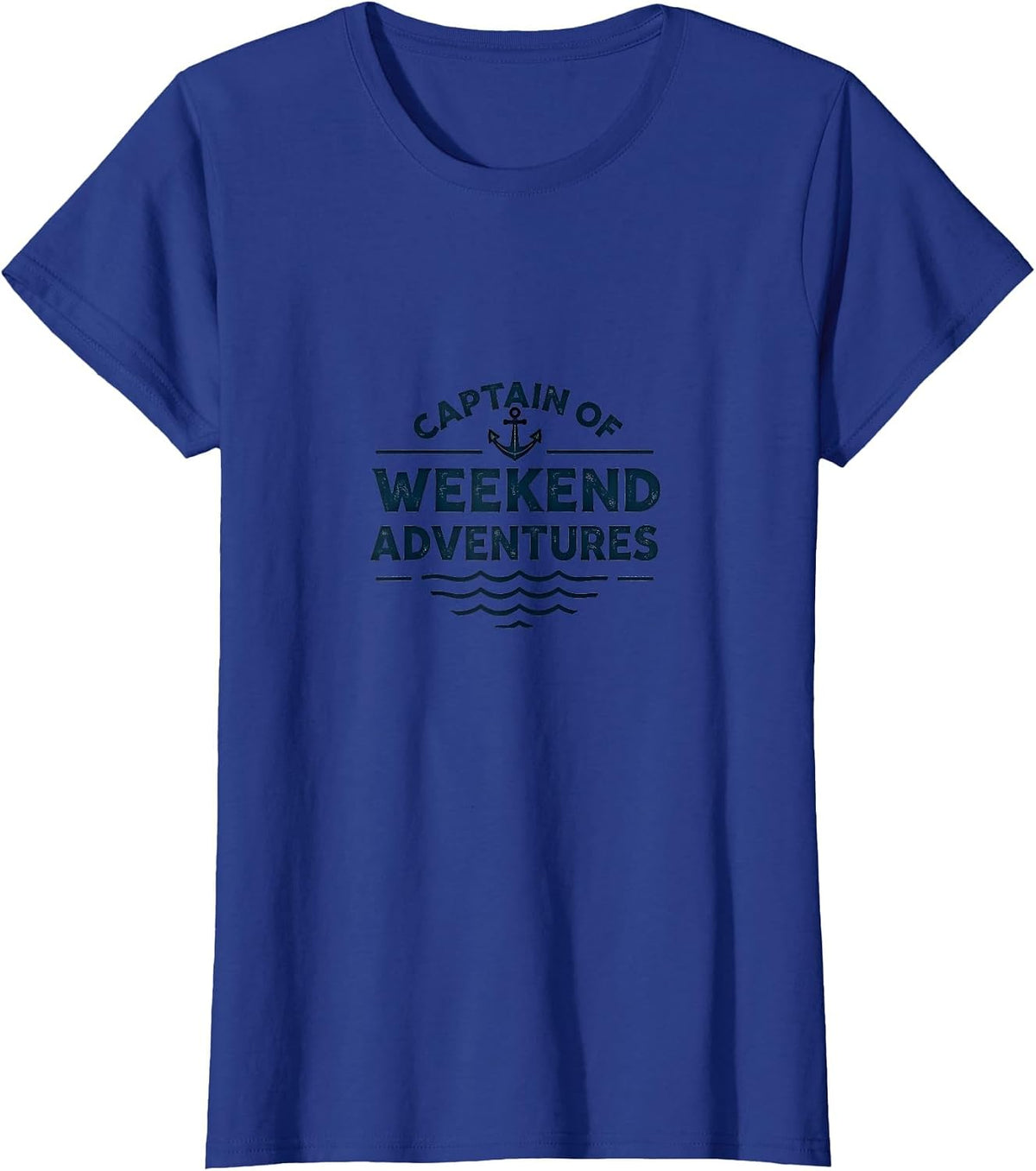 Captain of Weekend Adventures Boat Design T-Shirt - Royal Blue