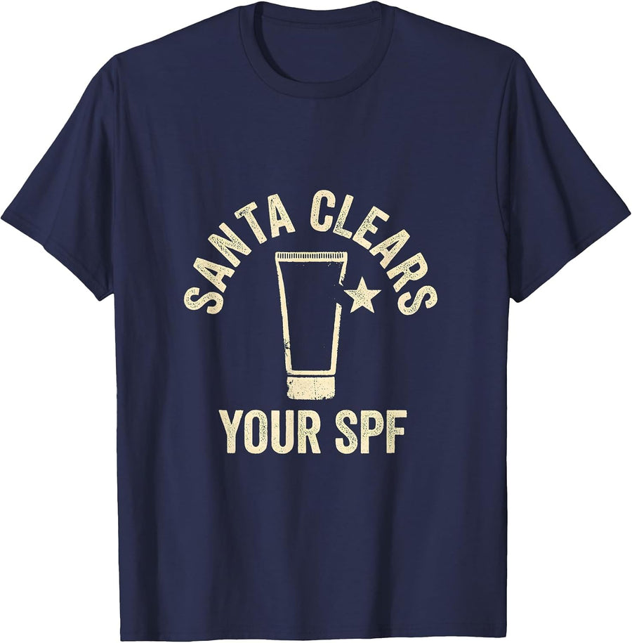 Santa Clears Your SPF Funny Esthetician Skincare T-Shirt - Navy Blue