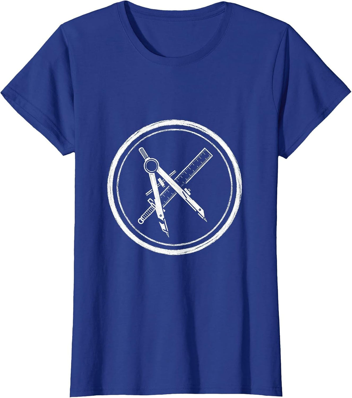Women's Math Teacher Ruler Compass Crossed Swords Design T-Shirt - Royal Blue