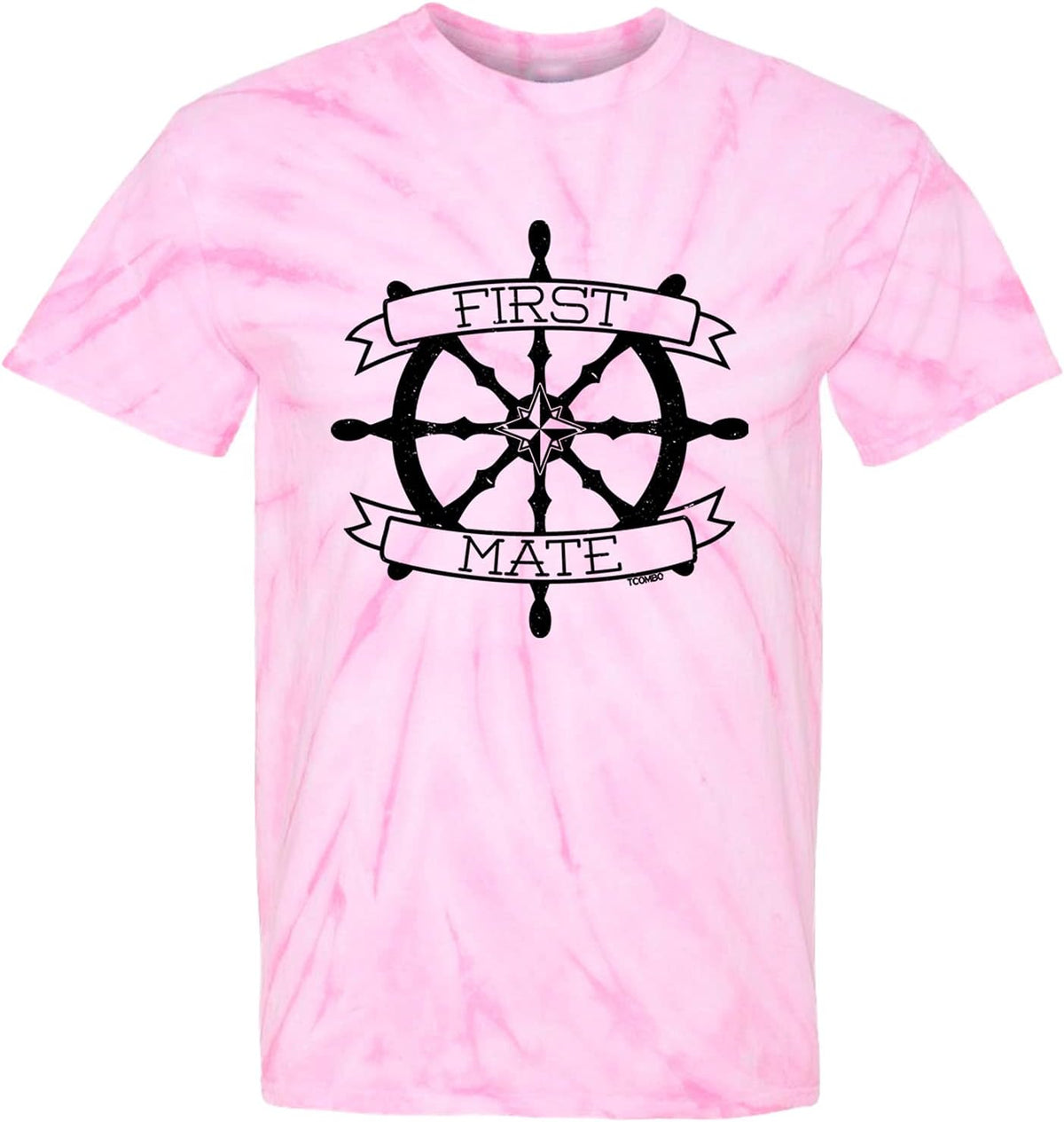 First Mate - Nautical Sea Beach Anchor Men's T-Shirt - Pink Tie Dye