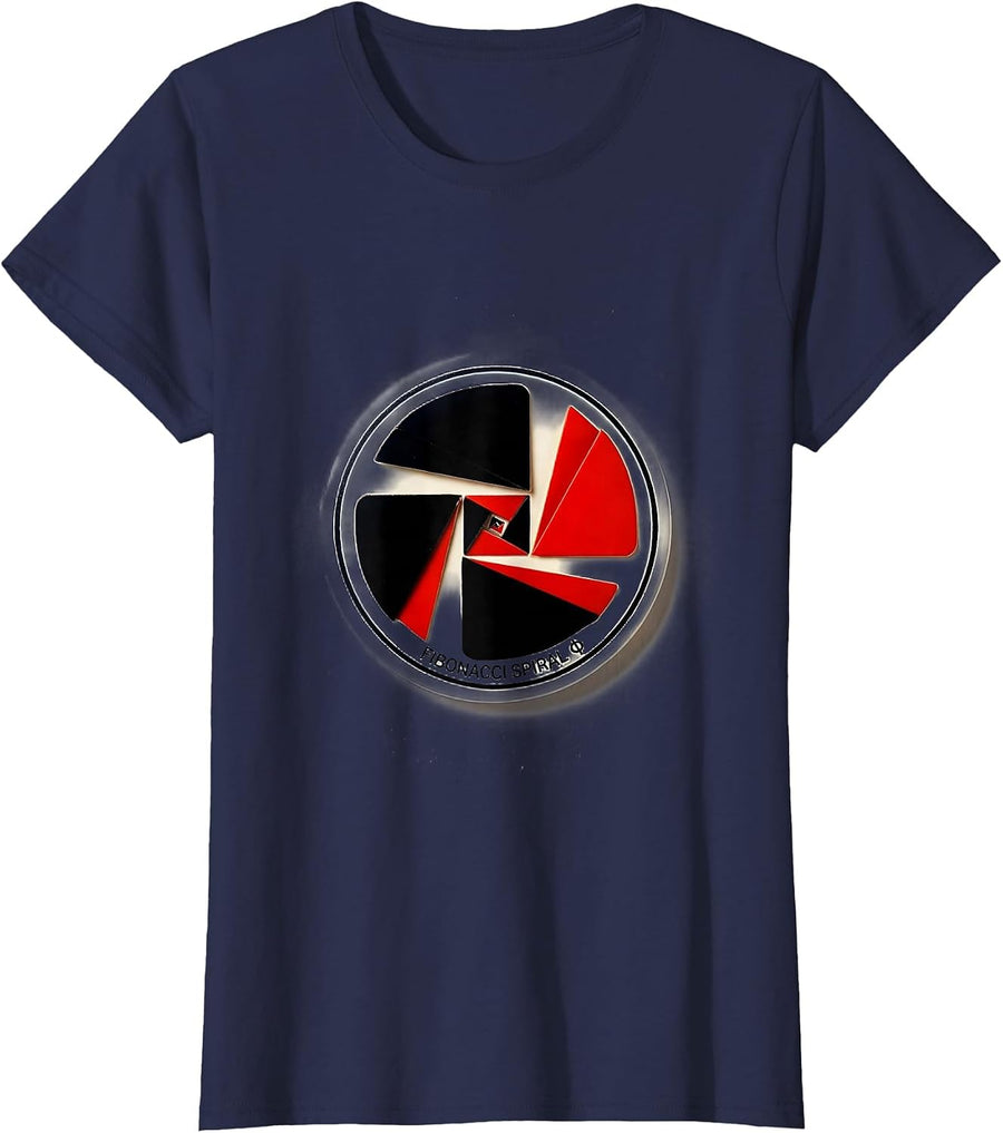Women's Fibonacci Spiral Φ Sacred Geometry Math Enthusiast Teacher T-Shirt - Navy Blue