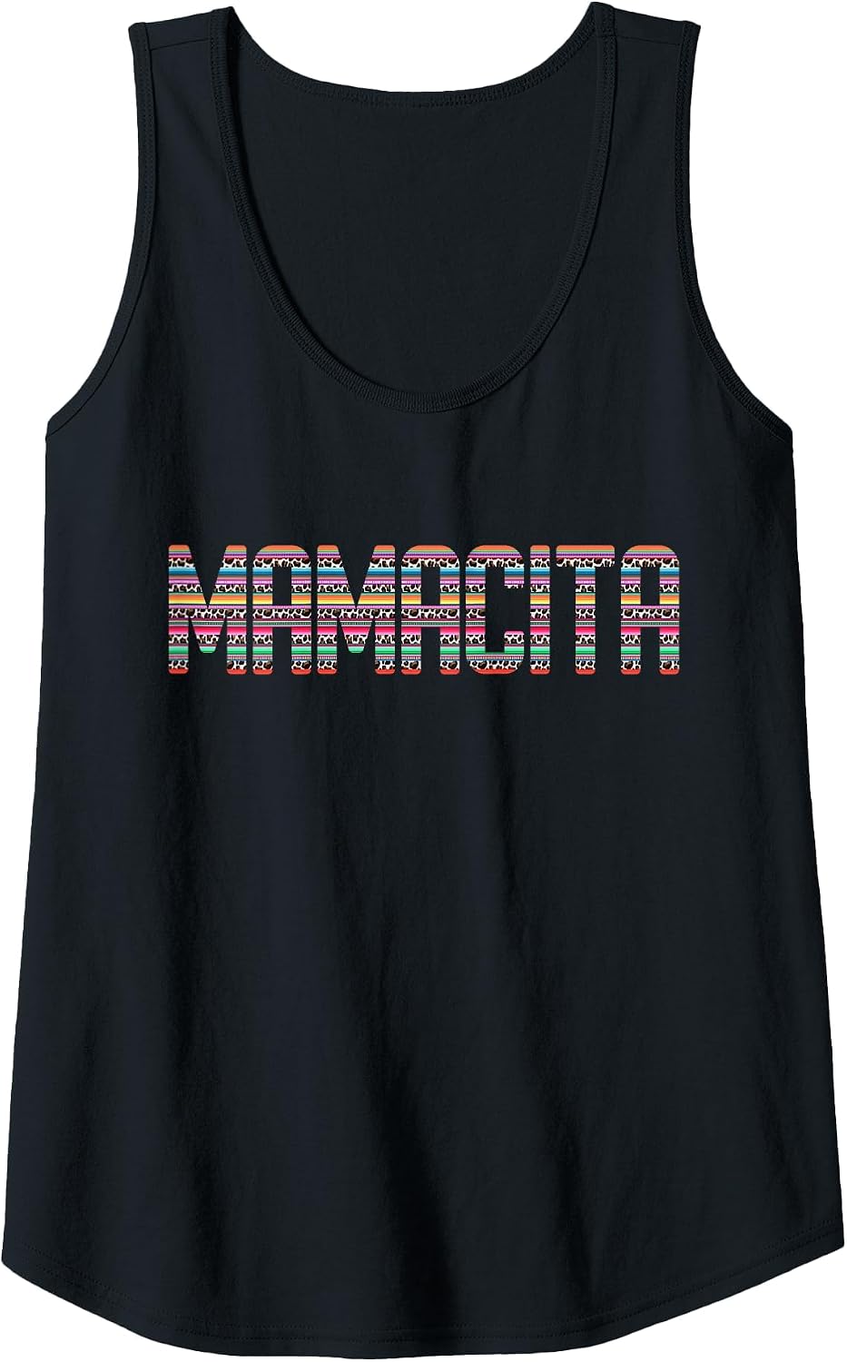Mamacita Logo with Mexican Serape Leopard Tank Top - Black