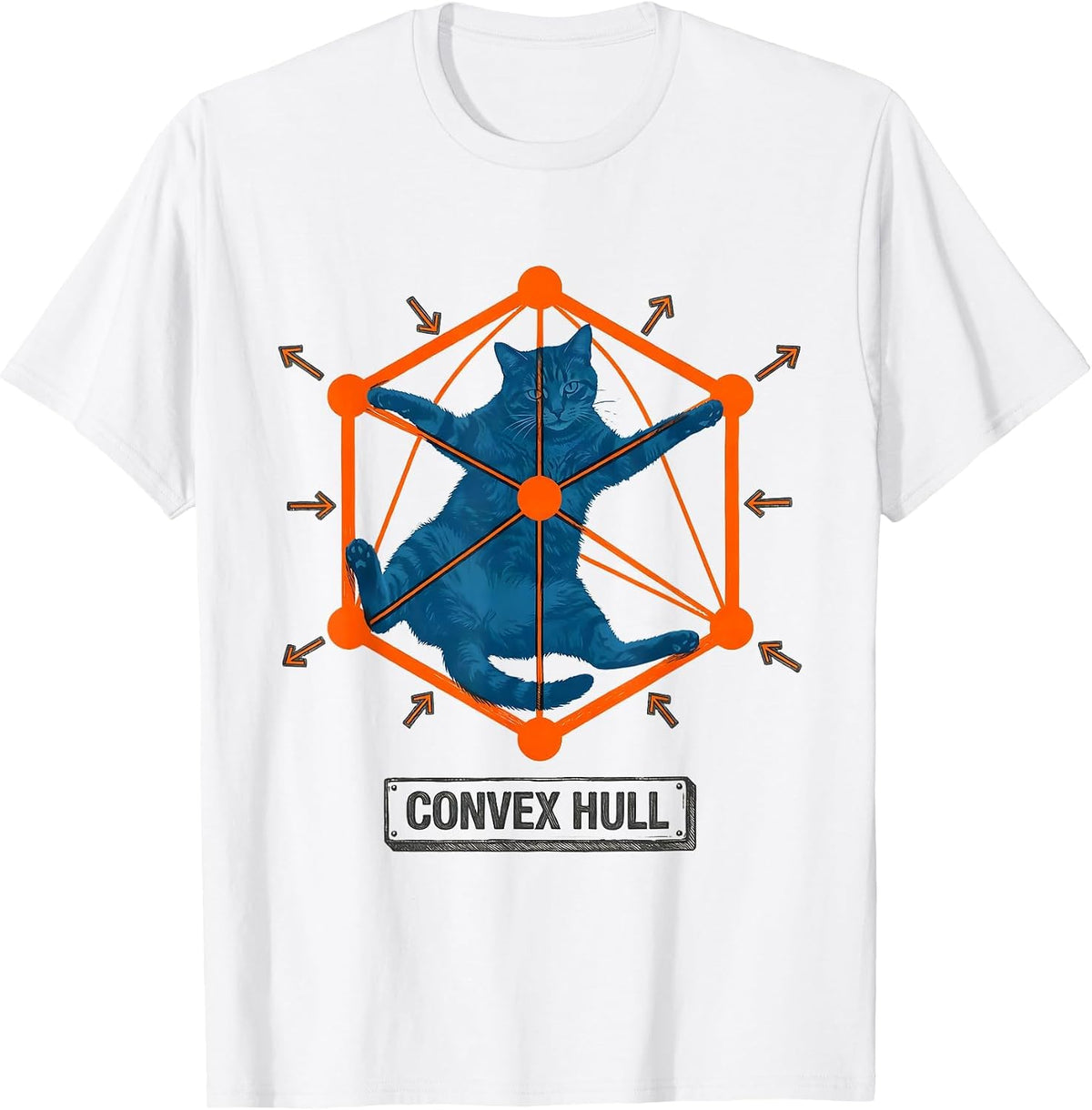 Men's Convex Hull Funny Cat Math Science Teacher Gift T-Shirt - White