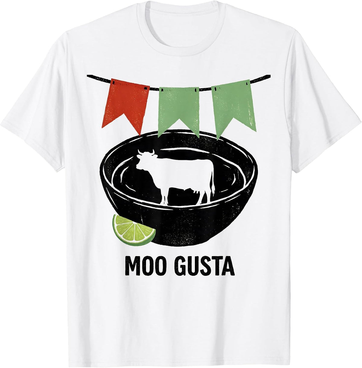 Men's Moo Gusta Funny Spanish Pun Cinco De Mayo Party Humor T-Shirt - White