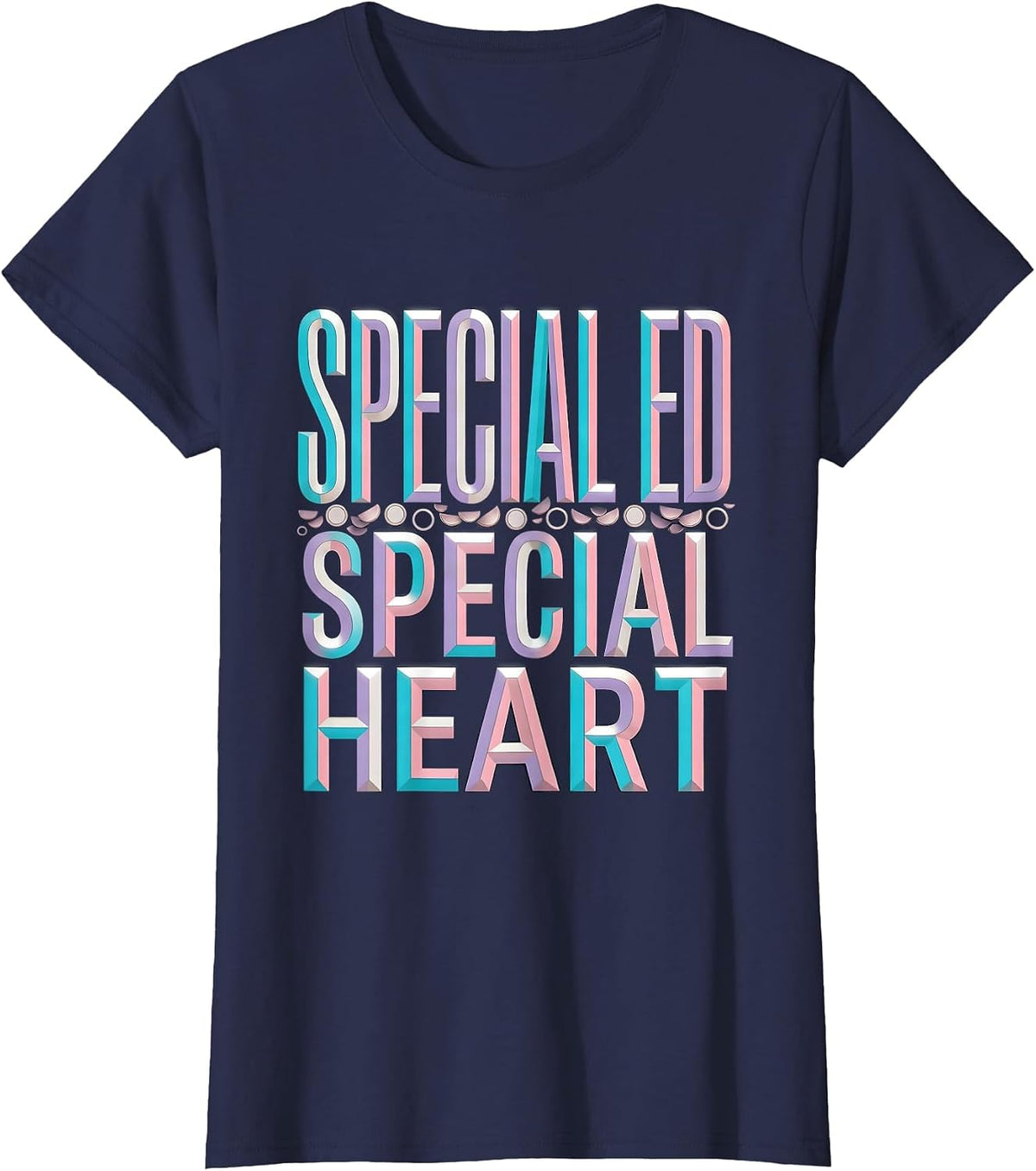 Women's Special Ed Special Heart educator Design T-Shirt - Navy Blue