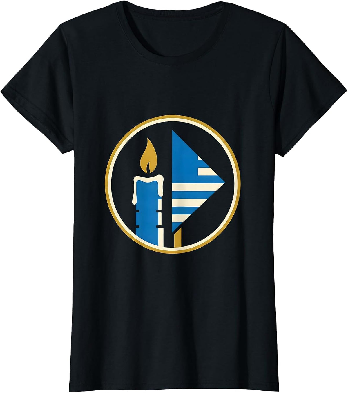 Back the Blue Memorial Candle and Folded Flag T-Shirt - Black