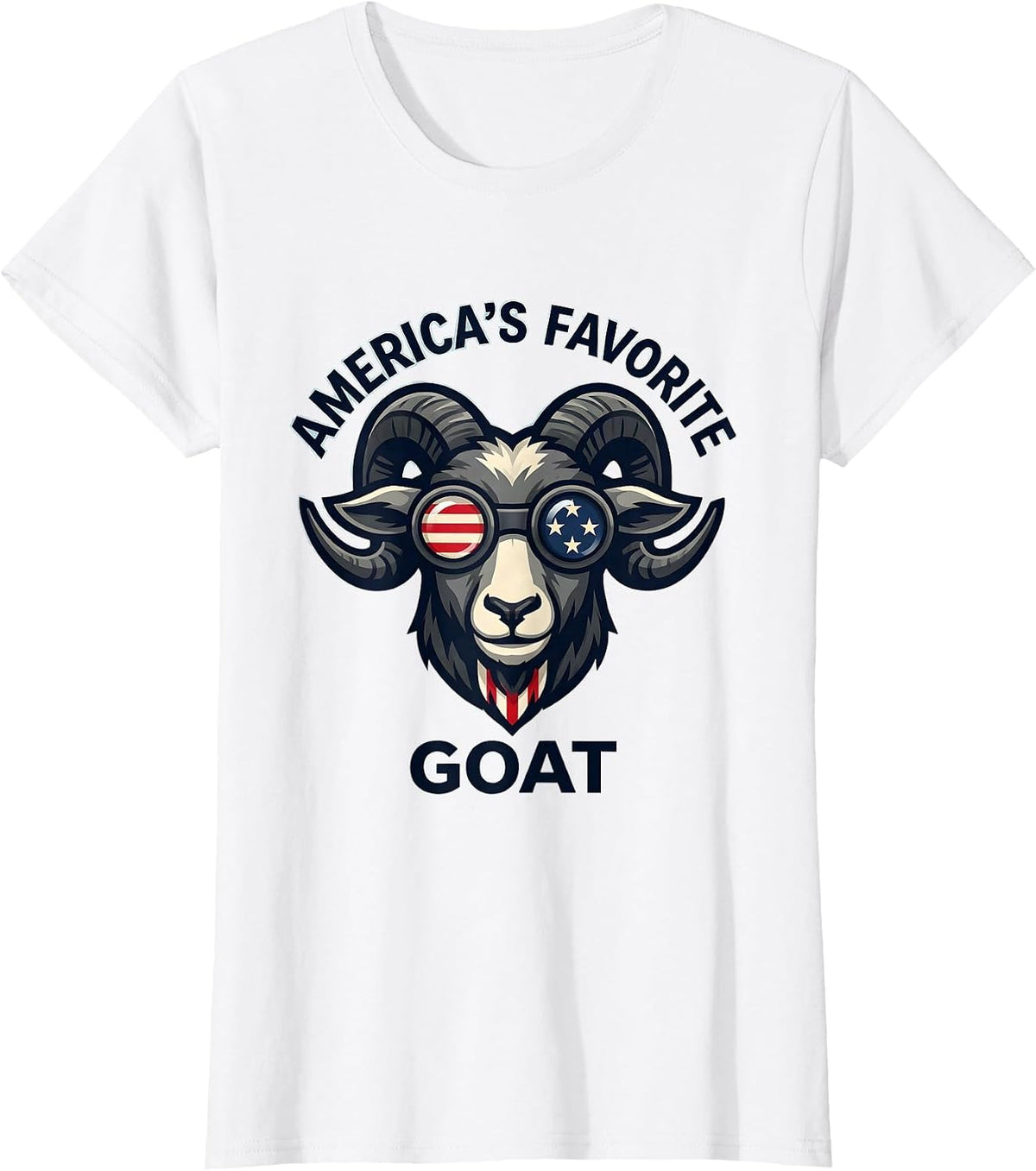 Women's America's Favorite GOAT Funny Goat Mascot Patriotic Humor T-Shirt - White