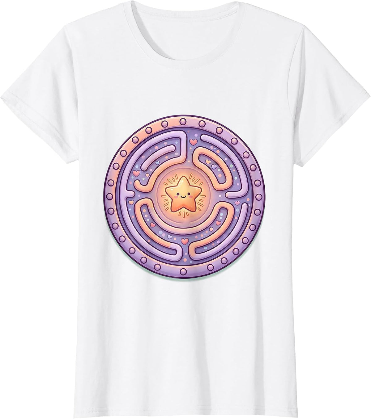Women's Neurodiversity Labyrinth Glowing Center Design T-Shirt - White