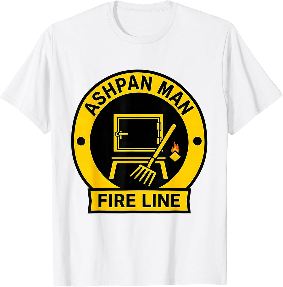 Men's Ashpan Man Fire Line Vintage Steam Locomotive Train T-Shirt - White