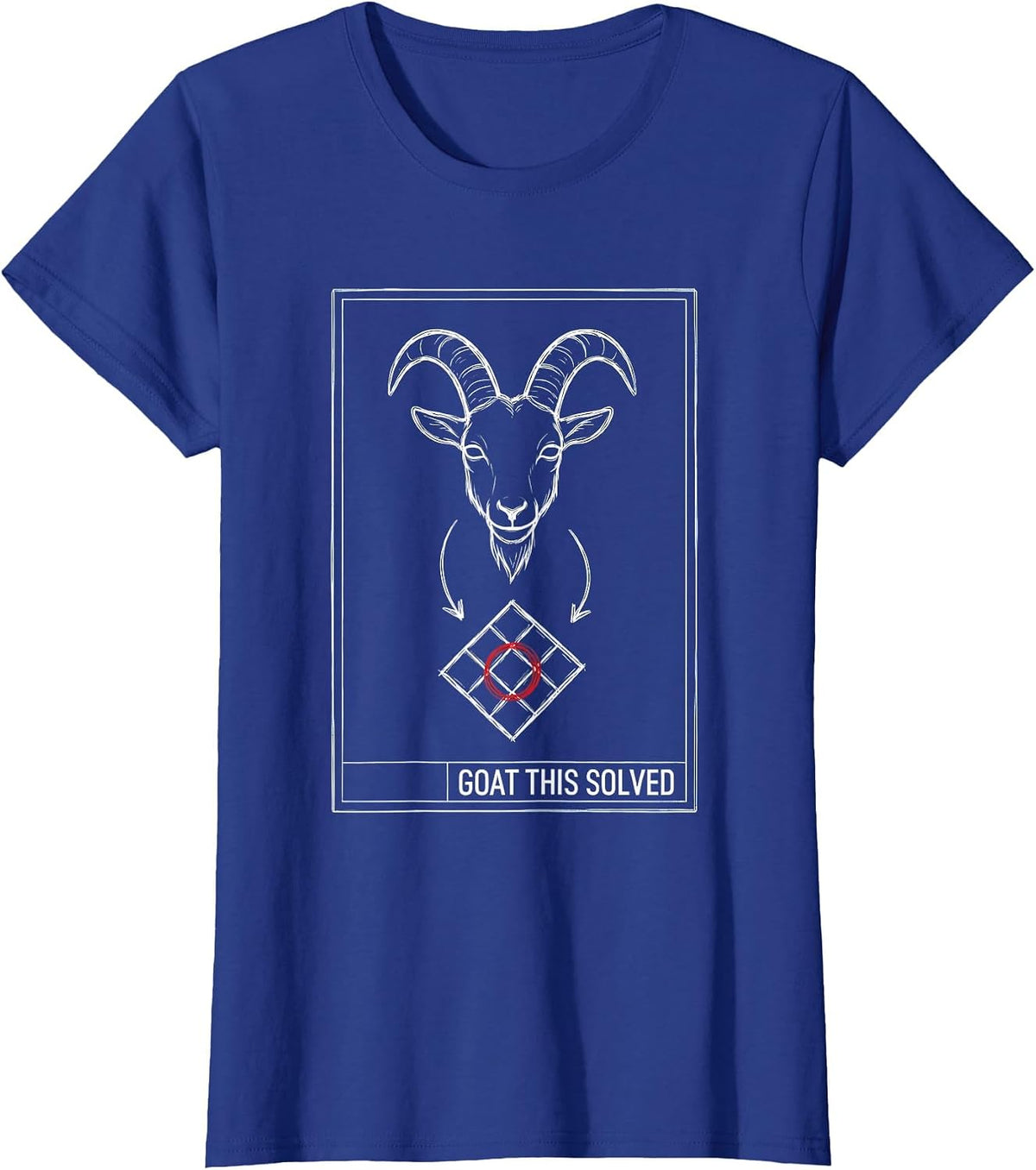 Women's Goat This Solved Technical Blueprint Funny Goat Pun Meme Dad T-Shirt - Royal Blue