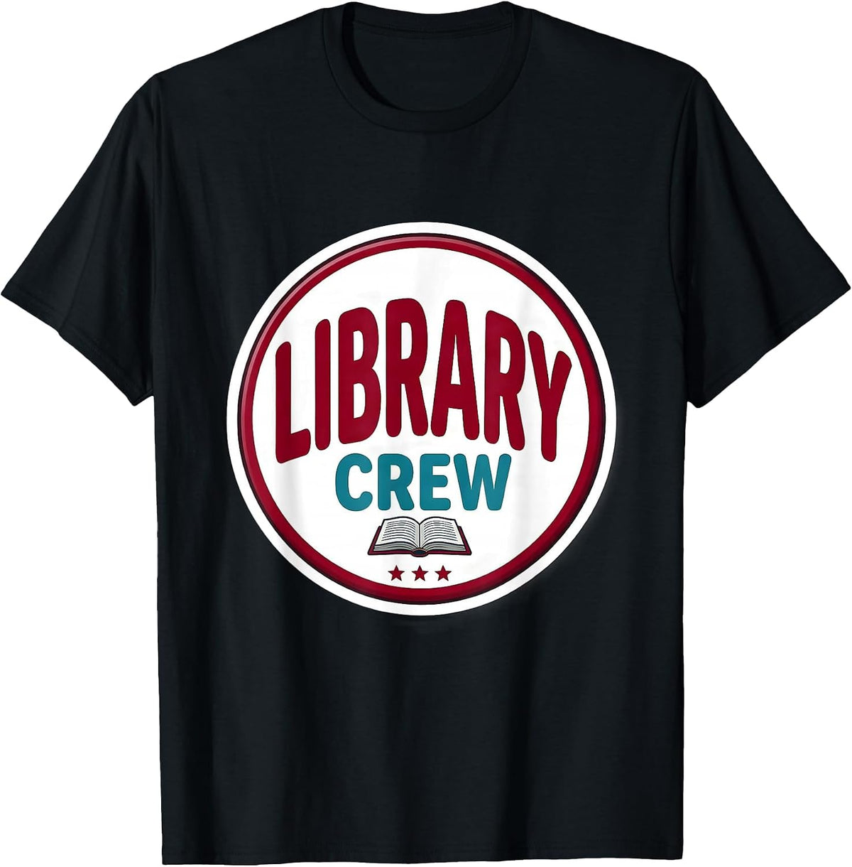 Men's Library Crew Sticker Funny Teacher Team Back To School T-Shirt - Black