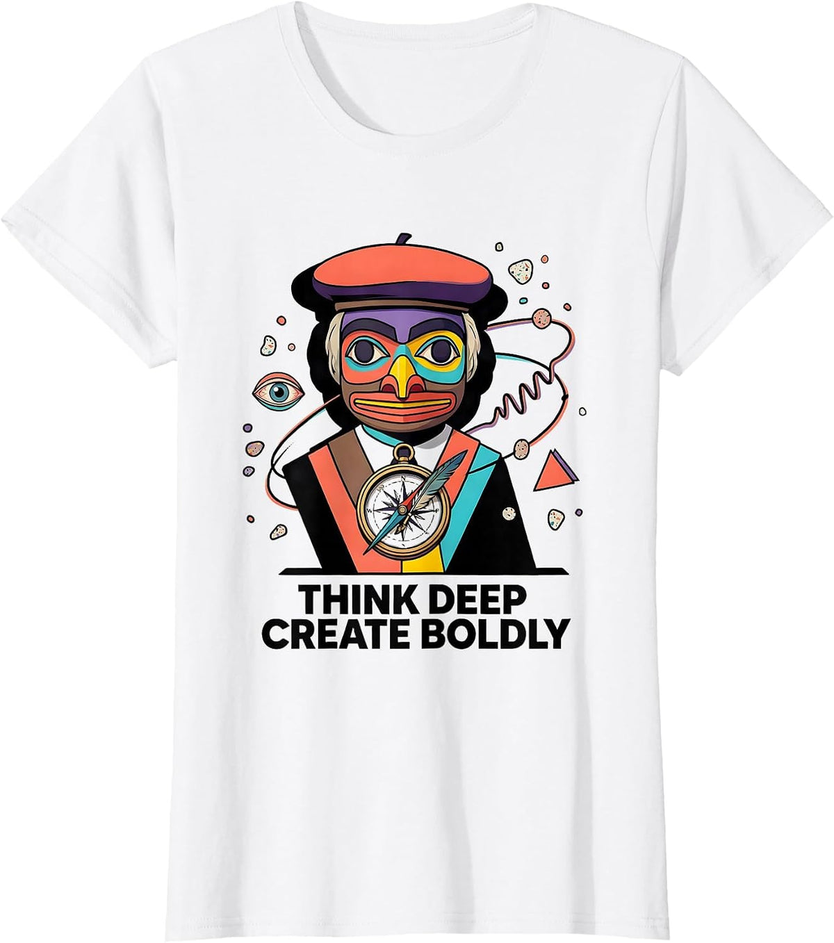 Think Deep Create Boldly Renaissance Men Design T-Shirt - White